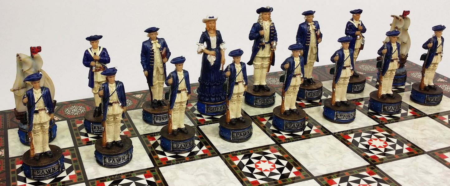 Pirates vs Royal Navy Pirate Chess Set W/ 17" Mosaic Color Board