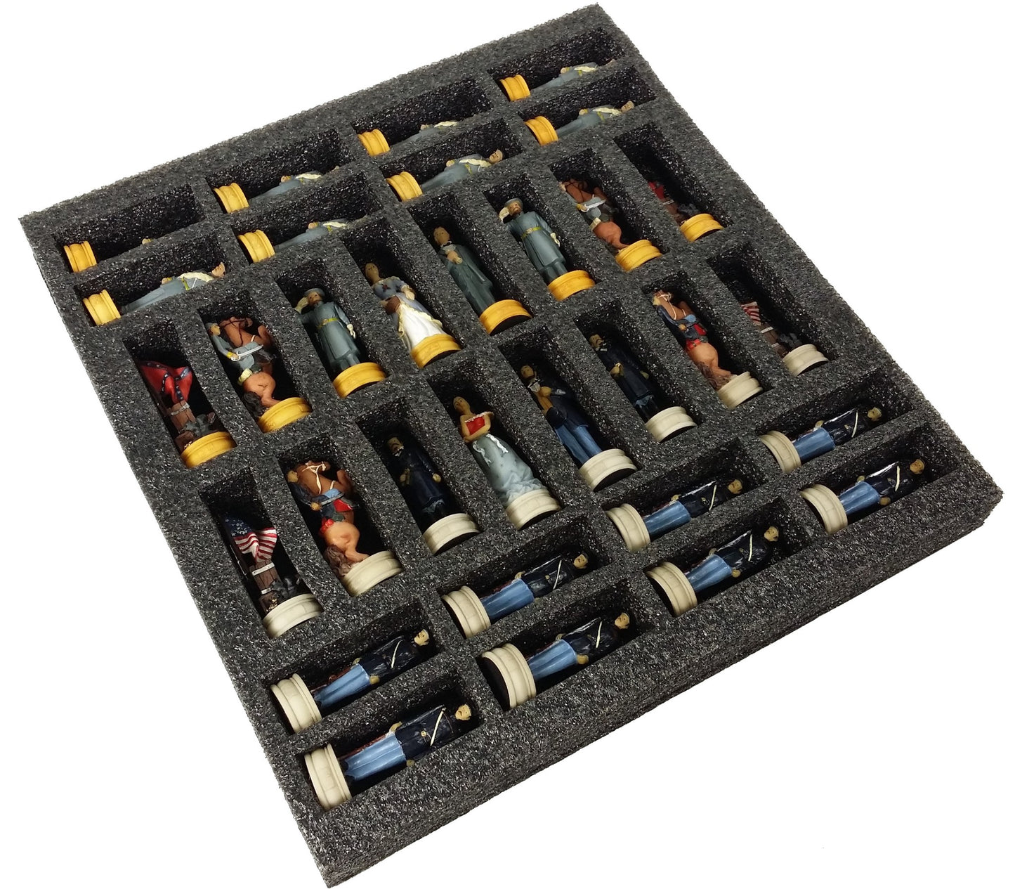 US American Civil War Wife Queens Chess Set 18" Gloss Walnut & Maple Color Board