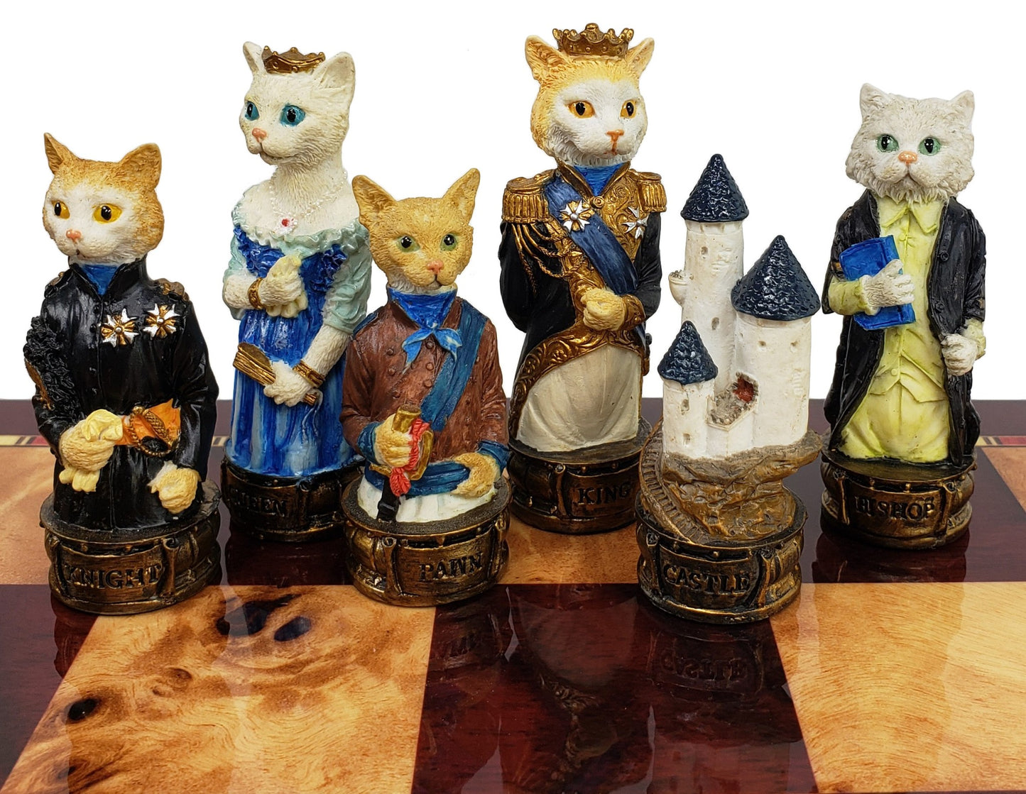 Cats Vs Dogs Animal Chess Set With 17" Cherry Color Storage Board