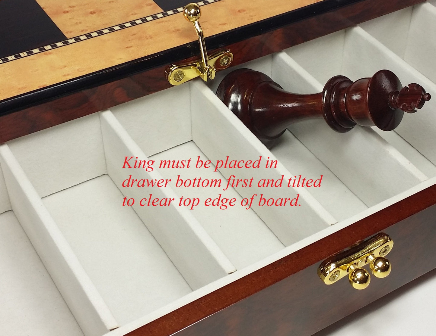 BLOOD ROSEWOOD STALLION KNIGHT Large Staunton Chess Set Walnut Color STORAGE Brd