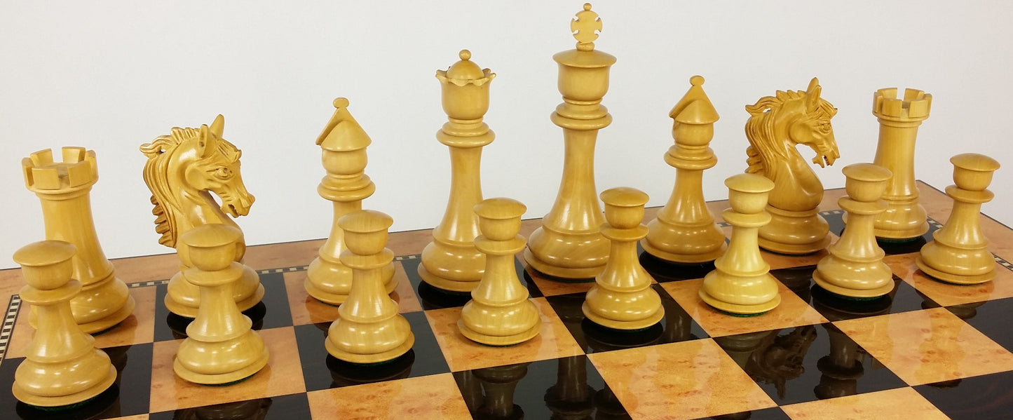 BLOOD ROSEWOOD STALLION KNIGHT Large Staunton Chess Set Walnut Color STORAGE Brd