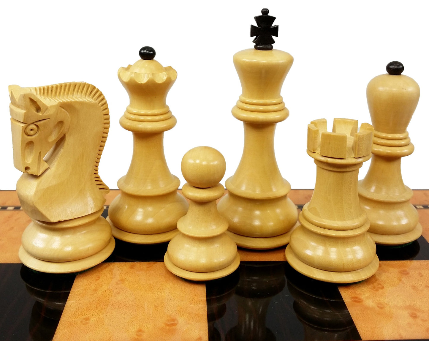 Black Opposite Tops 3 3/4 King Staunton Wood Chess Set 18" Walnut Color Board