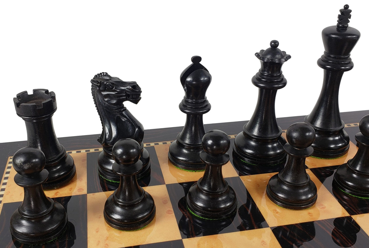 Black 3 3/4" Anderssen Staunton Wood Chess Set Dark Walnut Color Storage Board
