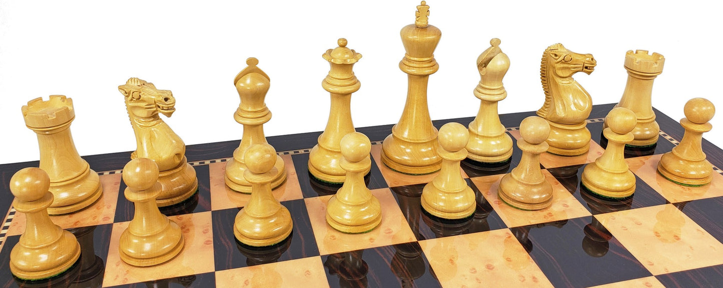 Black 3 3/4" Anderssen Staunton Wood Chess Set Dark Walnut Color Storage Board