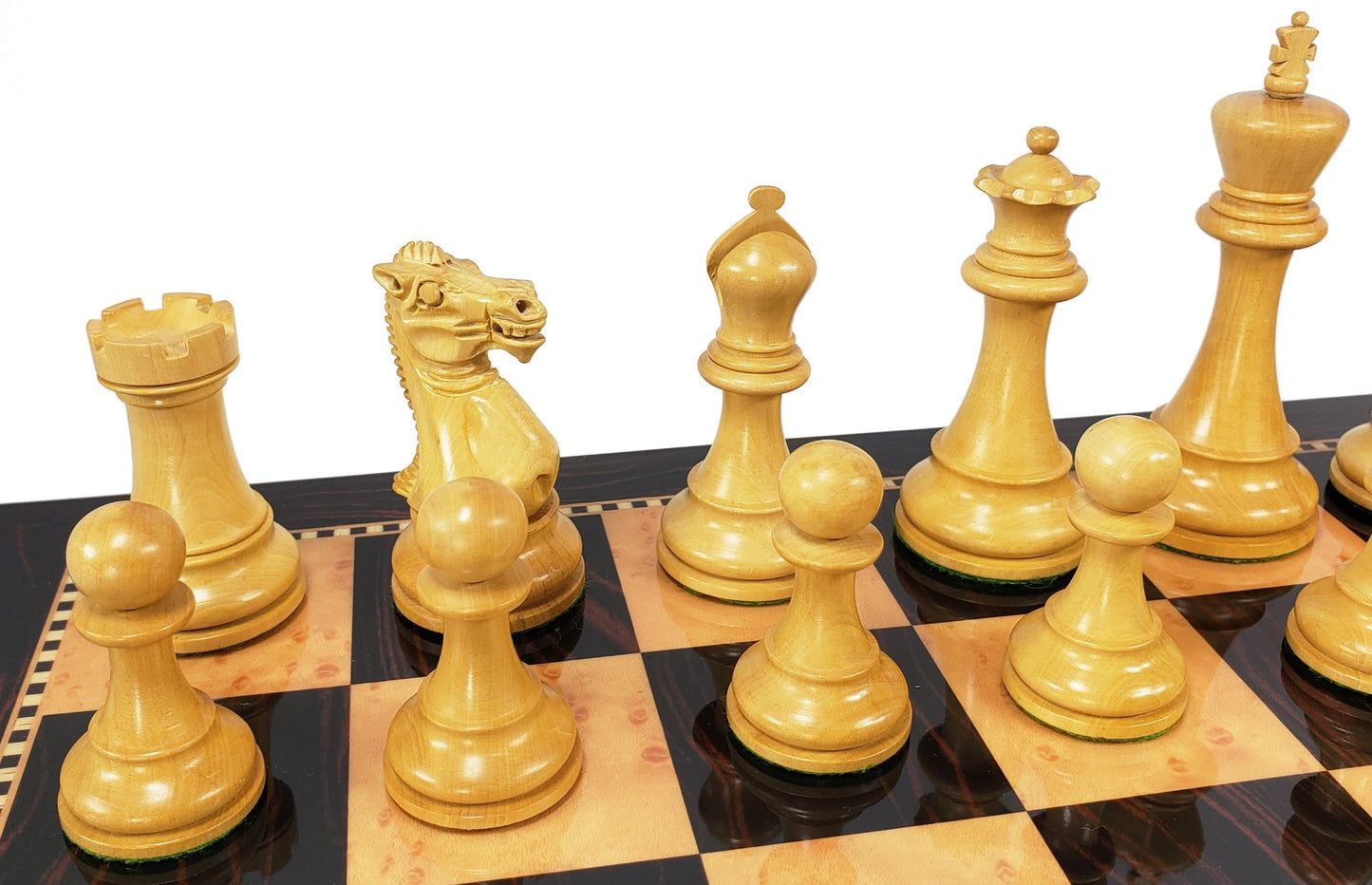 Black 3 3/4" Anderssen Staunton Wood Chess Set Dark Walnut Color Storage Board