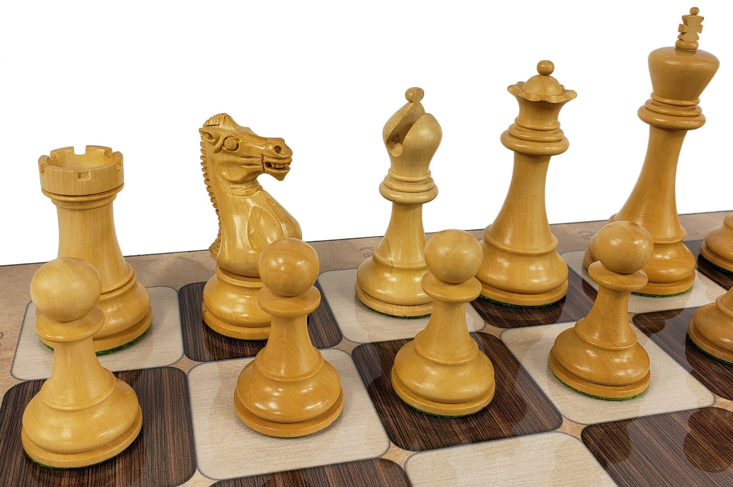 Black & Natural 3 3/4" Anderssen Staunton Wood Chess Set 17" Rustic Color Board