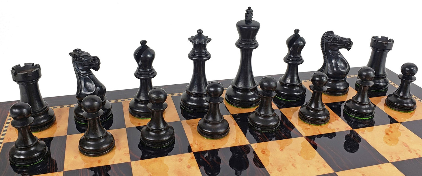 Black & Natural 3 3/4" Anderssen Staunton Wood Chess Set 18" Walnut Color Board