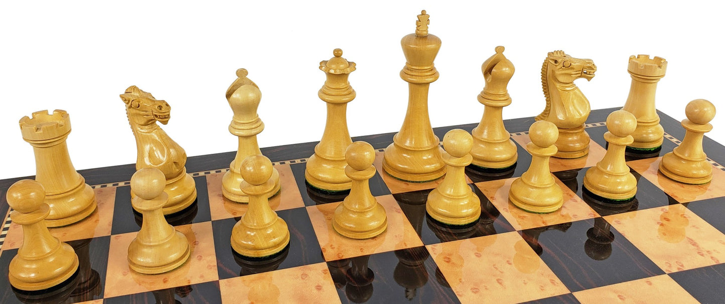 Black & Natural 3 3/4" Anderssen Staunton Wood Chess Set 18" Walnut Color Board