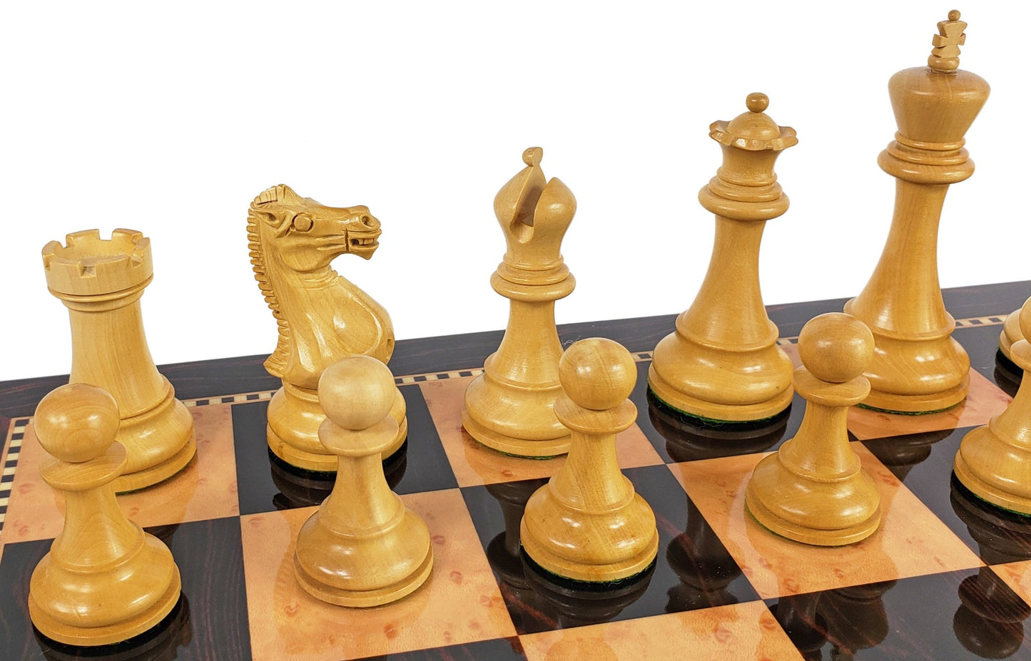 Black & Natural 3 3/4" Anderssen Staunton Wood Chess Set 18" Walnut Color Board