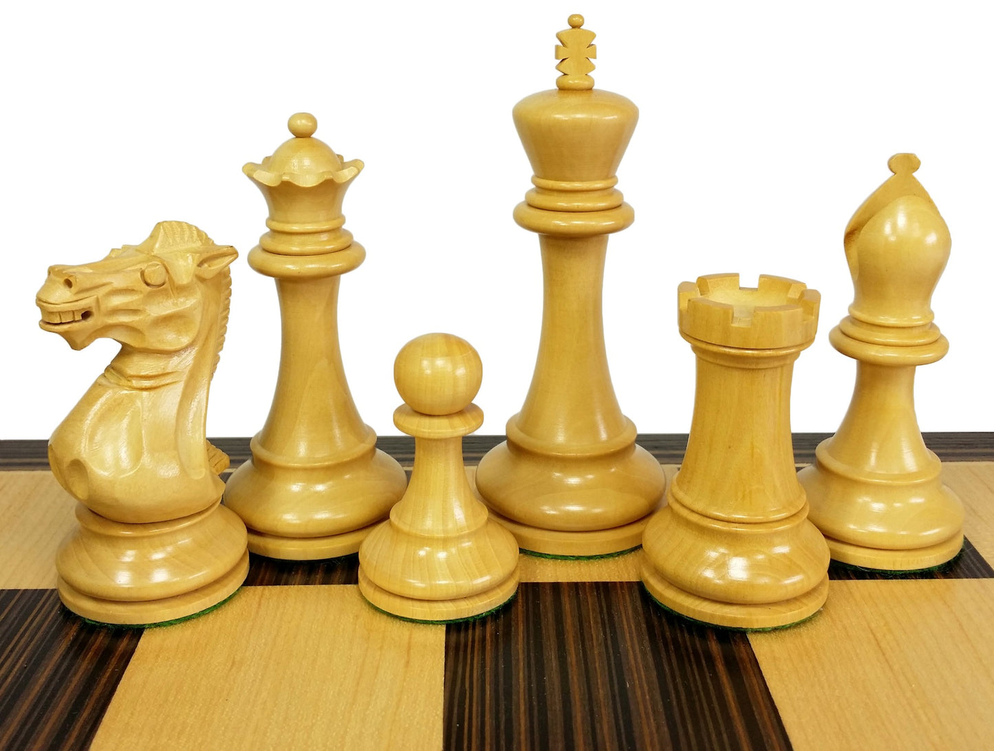 DBL QNS Black & Natural 3 3/4" Anderssen Staunton Wood Chess Set 17" Ebony Board