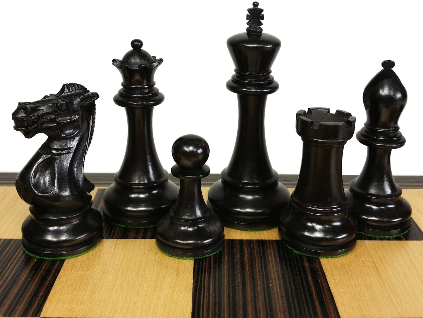 DBL QNS Black & Natural 3 3/4" Anderssen Staunton Wood Chess Set 17" Ebony Board