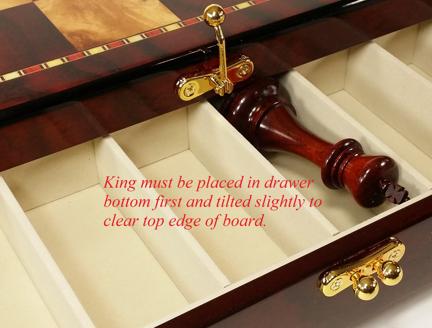 BLOOD ROSEWOOD 3 3/4" Anderssen Staunton Wood Chess Set Cherry Color Storage Bd