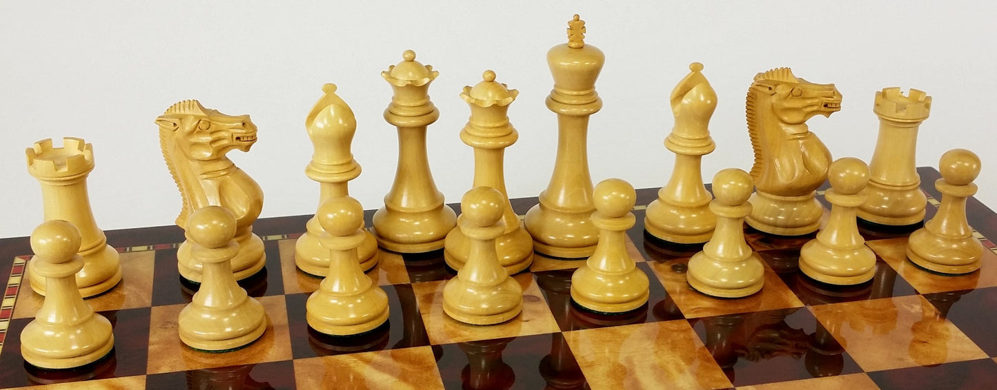 BLOOD ROSEWOOD 3 3/4" Kg Anderssen Staunton Wood Chess Set 18" Cherry Color Bd