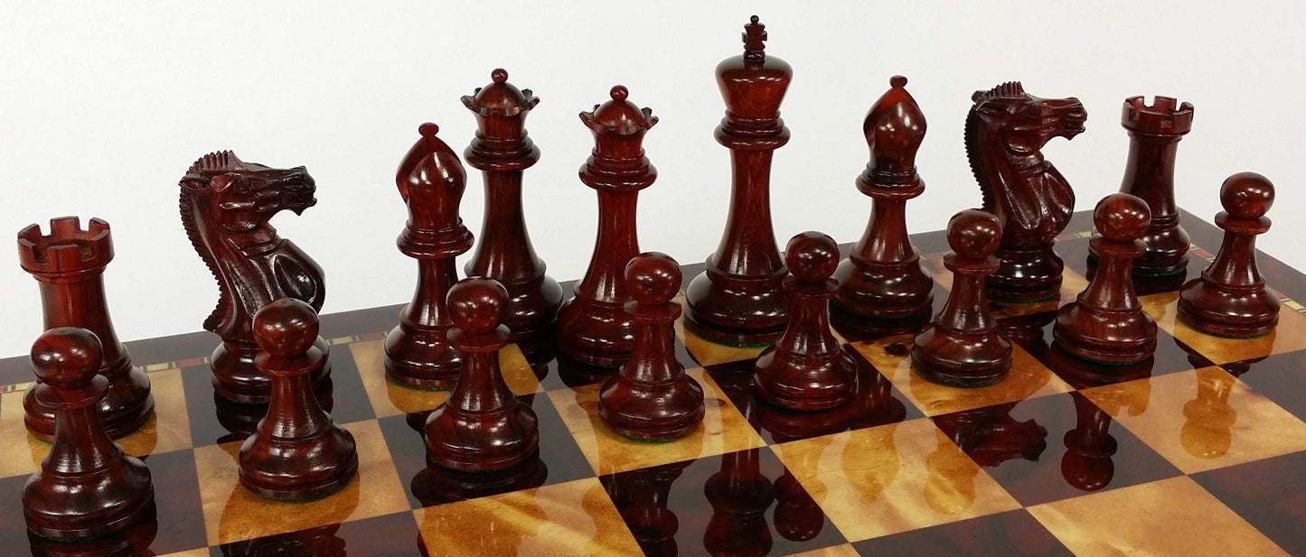 BLOOD ROSEWOOD 3 3/4" Kg Anderssen Staunton Wood Chess Set 18" Cherry Color Bd