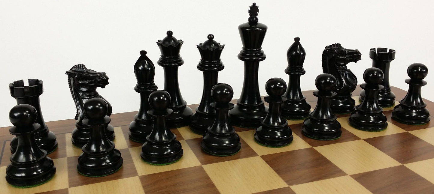 Black 4 5/8" KIng Anderssen Staunton Wood Chess Set Large 19" Walnut Board