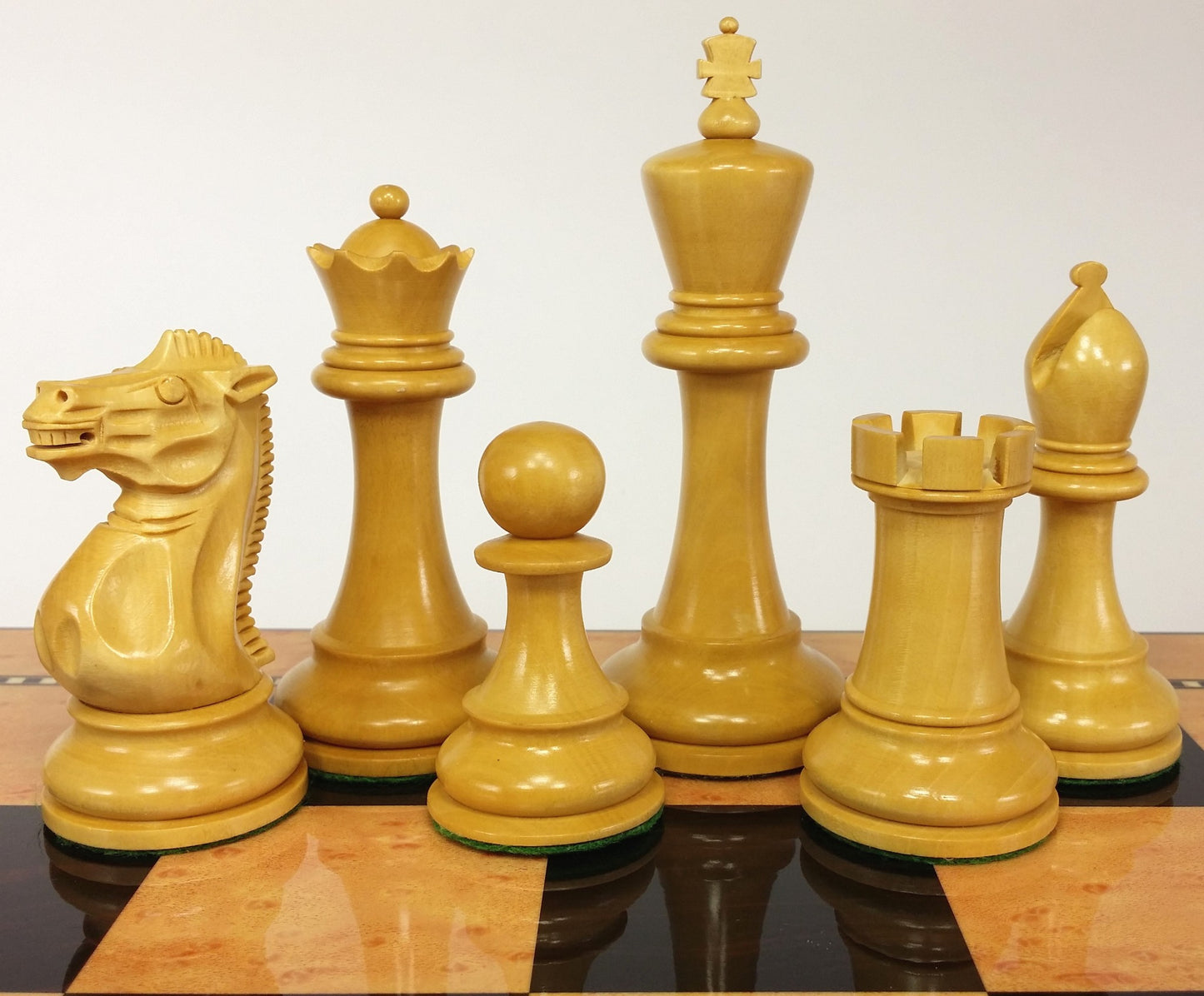 Black 4 5/8" KIng Anderssen Staunton Wood Chess Set Large 18" Walnut Color Board