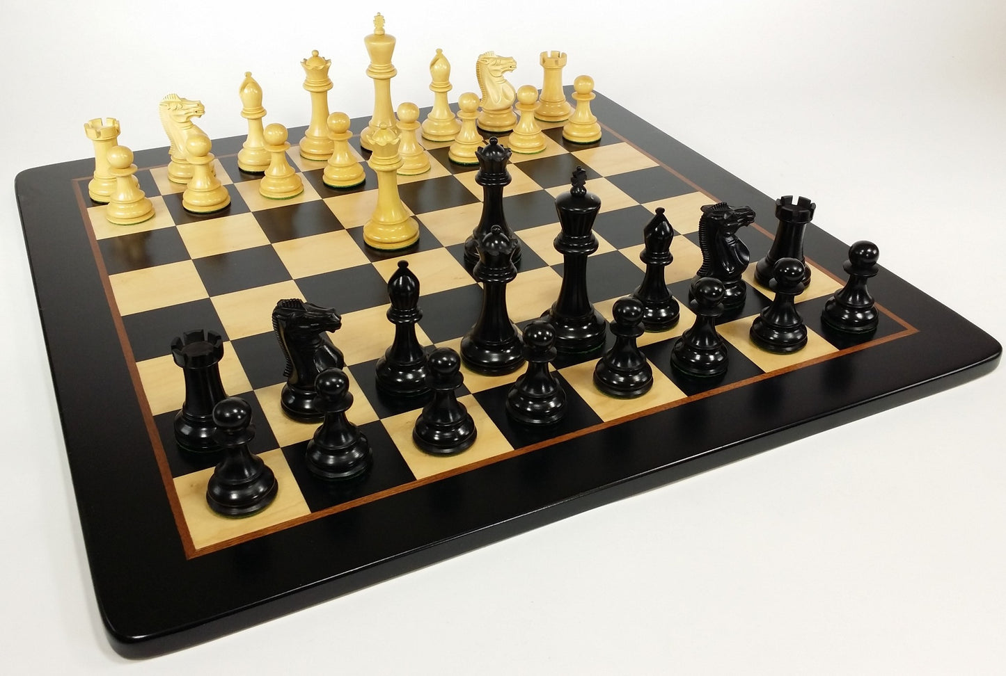 Black 4 5/8" Anderssen Staunton Wood Chess Set Large 22" Black & Maple Board