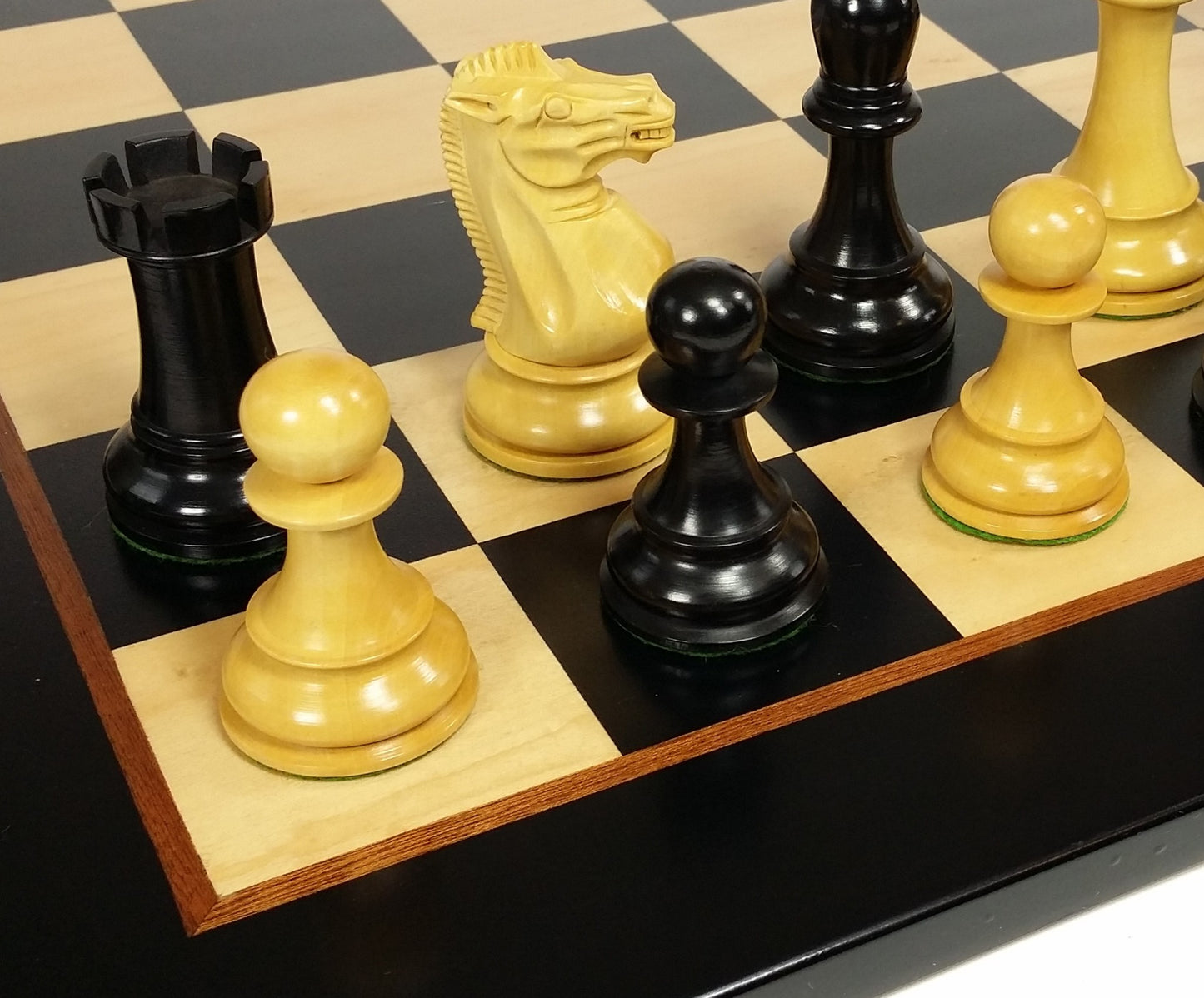 Black 4 5/8" Anderssen Staunton Wood Chess Set Large 22" Black & Maple Board