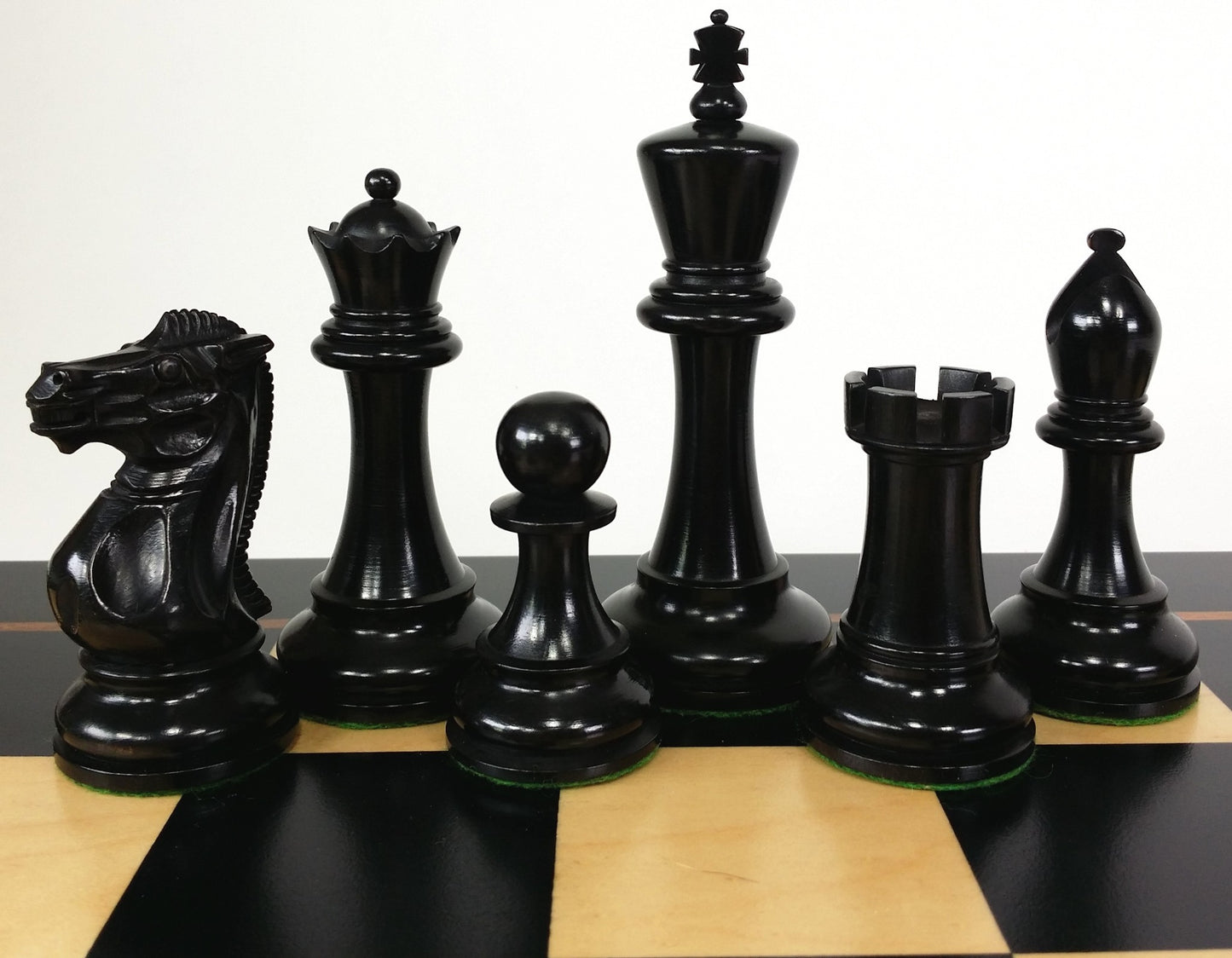 Black 4 5/8" Anderssen Staunton Wood Chess Set Large 22" Black & Maple Board