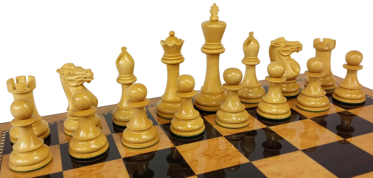 Acacia 4 5/8" Anderssen Staunton Wood Chess Set W/ Large 18" Walnut Color Board