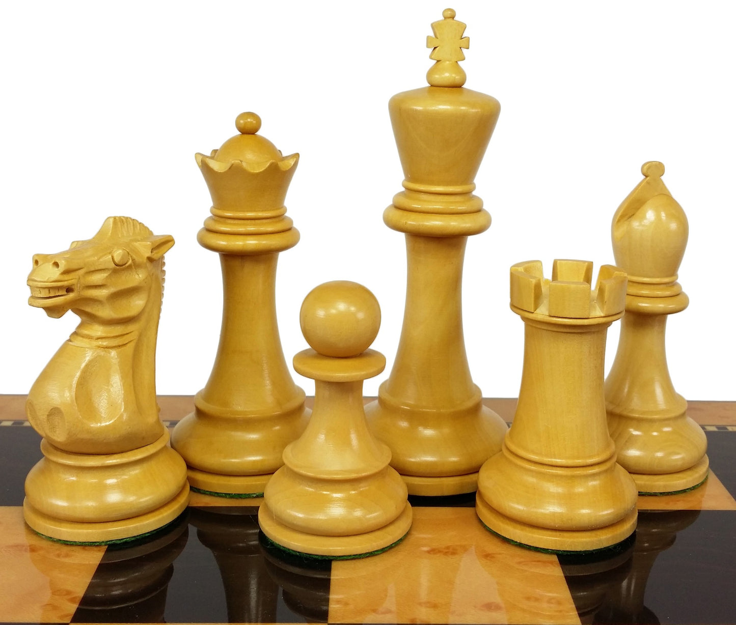 Acacia 4 5/8" Anderssen Staunton Wood Chess Set W/ Large 18" Walnut Color Board