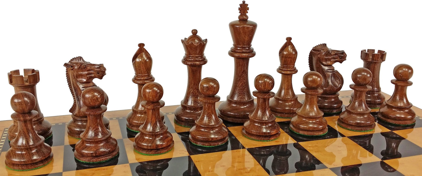 Acacia 4 5/8" Anderssen Staunton Wood Chess Set W/ Large 18" Walnut Color Board