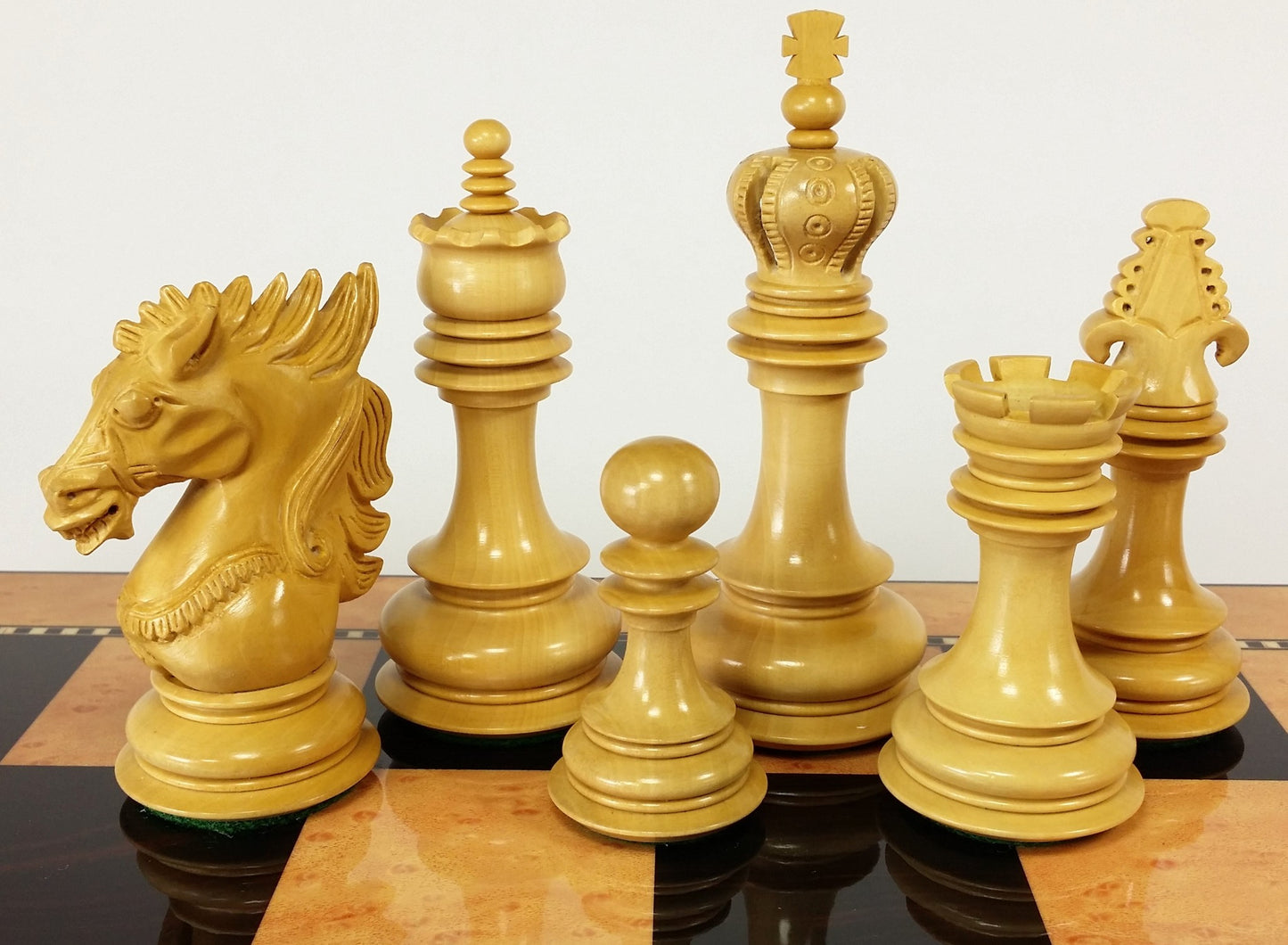 BLOOD ROSEWOOD DRAGON 4 5/8" Large Staunton Chess Set Walnut Color Storage Board