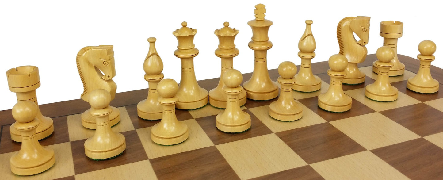 DOUBLE Queens Acacia & Boxwood 3 1/2" King Staunton Chess Men Set - NO BOARD