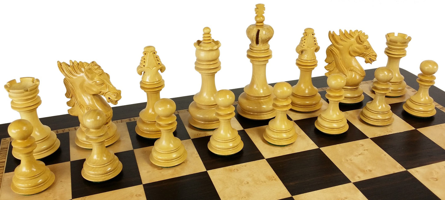 BLOOD ROSEWOOD DRAGON 4 5/8" Large Staunton Chess Set W 20" Ebony Board