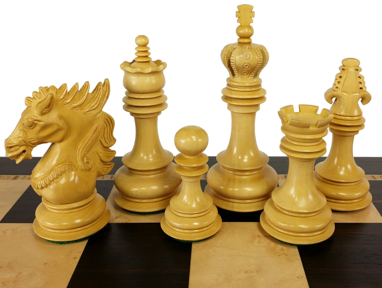BLOOD ROSEWOOD DRAGON 4 5/8" Large Staunton Chess Set W 20" Ebony Board