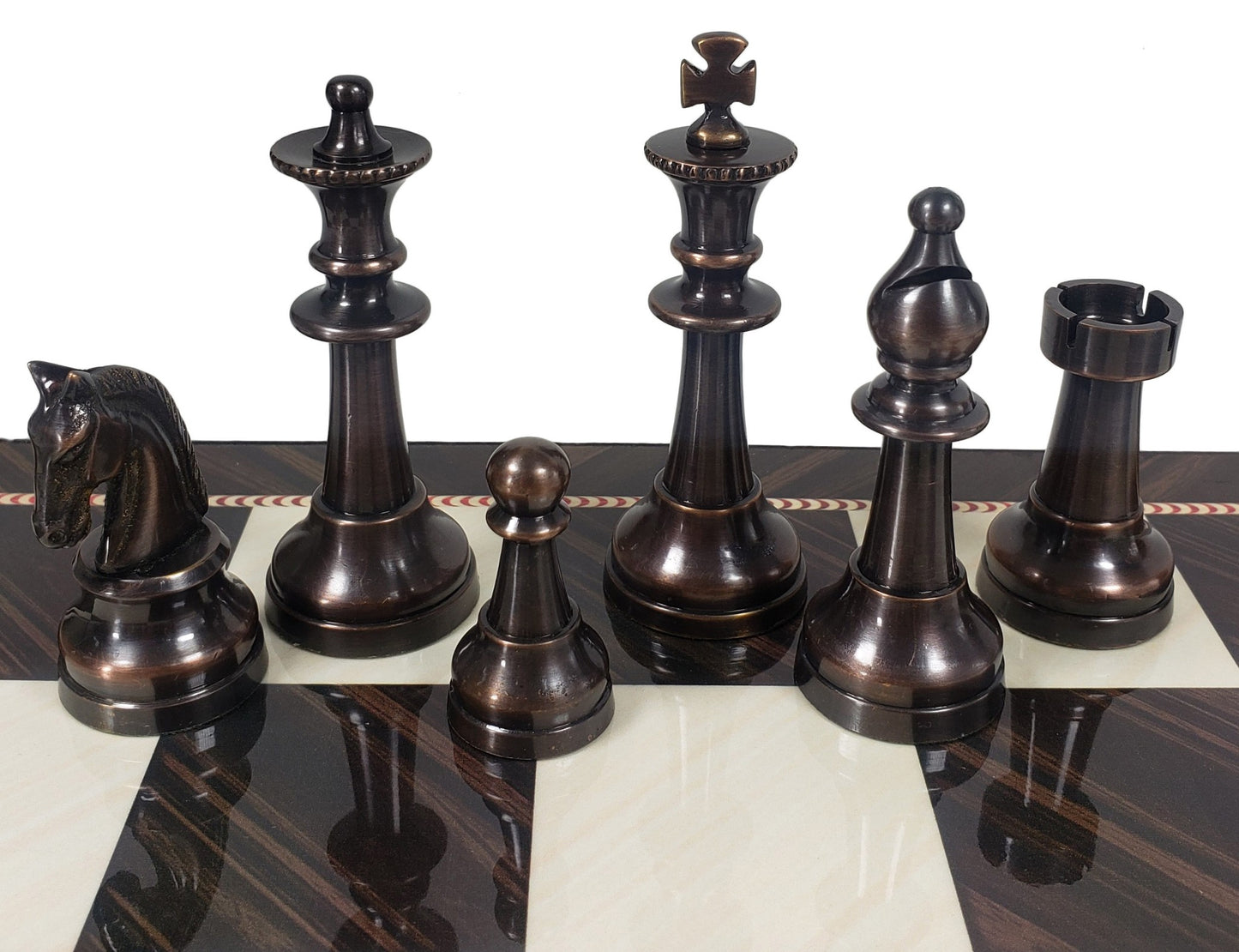 Brass Metal Bronze & Silver Classic Staunton Chess Set 17" Elegance Board