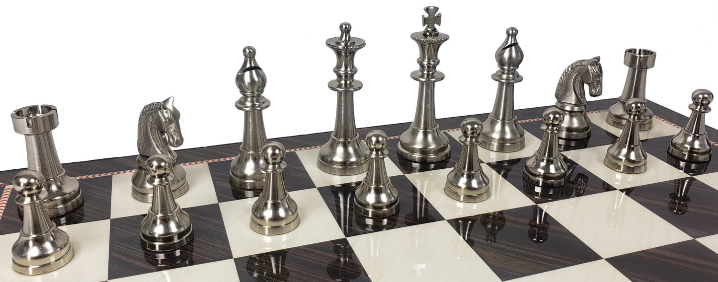 Brass Metal Bronze & Silver Classic Staunton Chess Set 17" Elegance Board