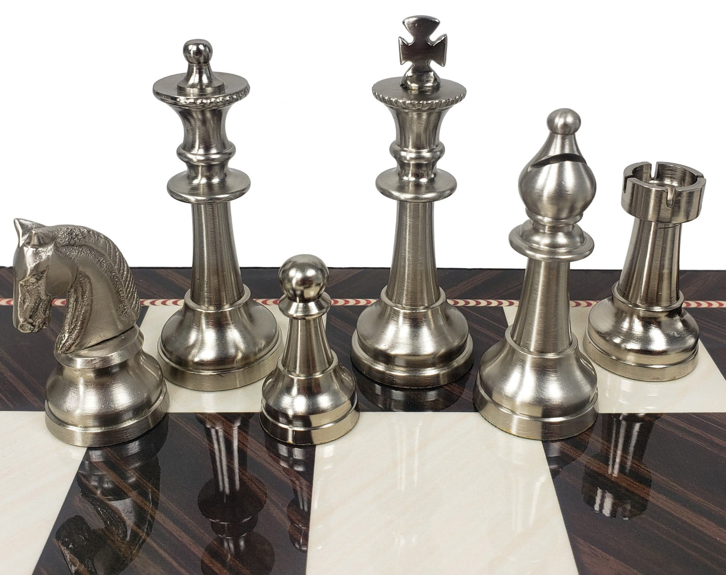 Brass Metal Bronze & Silver Classic Staunton Chess Set 17" Elegance Board