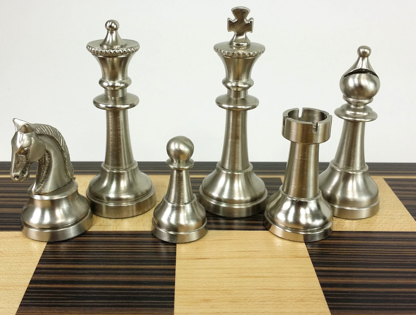 Brass Metal Antique Bronze & Silver Classic Staunton Chess Set W 17" Ebony Board