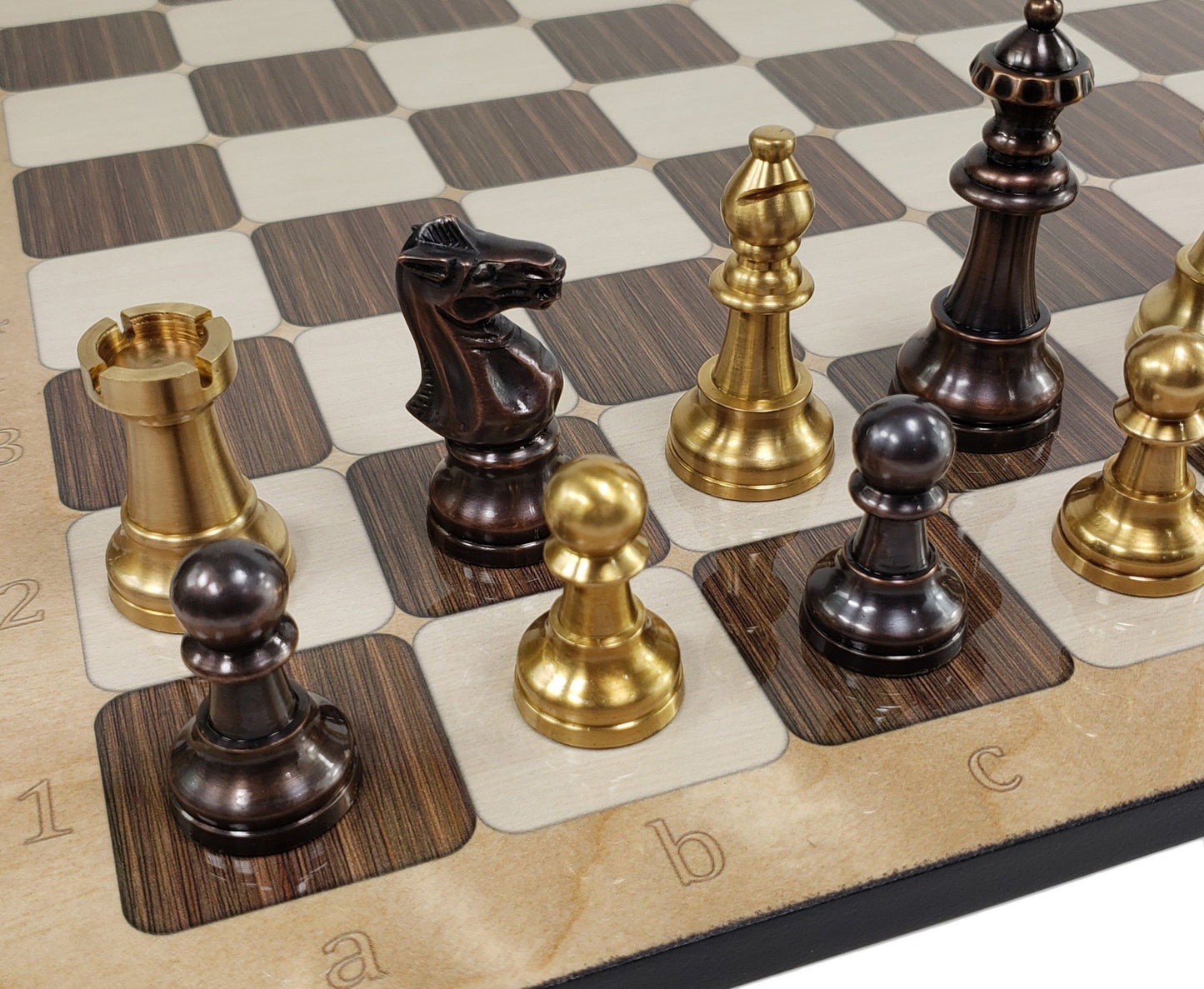 Brass Metal Antique Bronze Staunton French Chess Set 17" Rustic Color Board