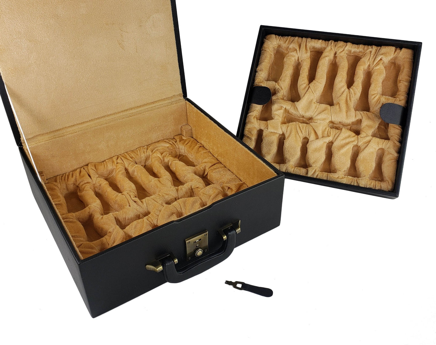 4" Staunton Wood BRIDLED Knight Chess Set Tray Storage Box + Walnut Color Board
