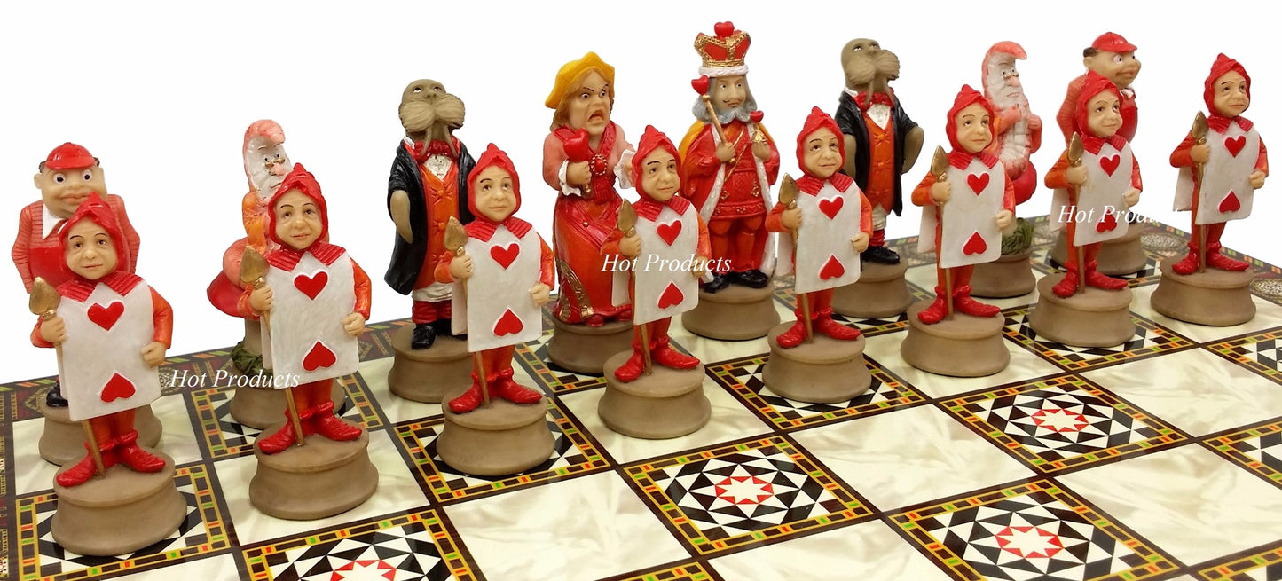 Alice in Wonderland Fantasy Chess Set W/ 14 1/2" Mosaic Color Board