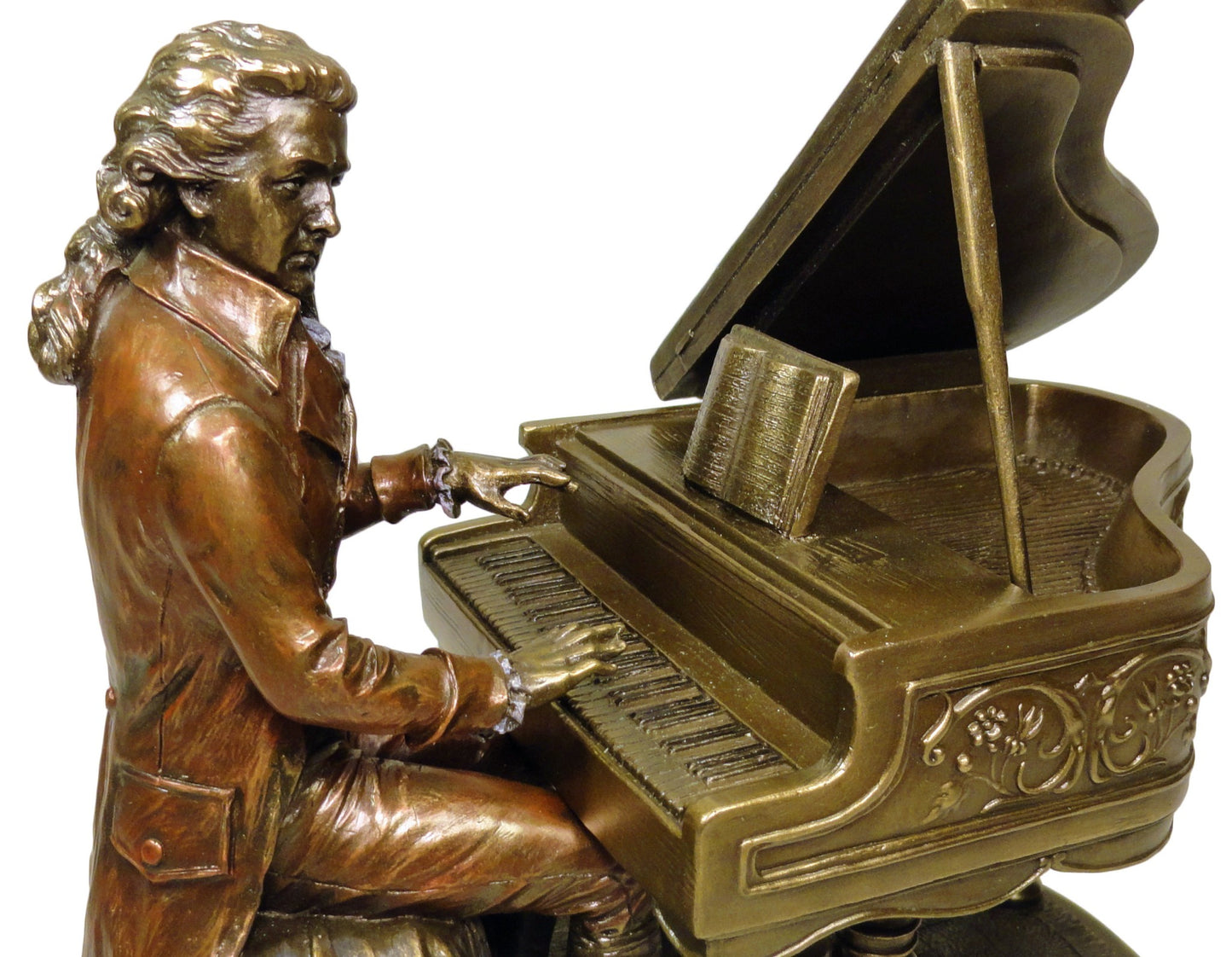 MOZART Playing Piano Sculpture Statue in Antique Bronze Finish