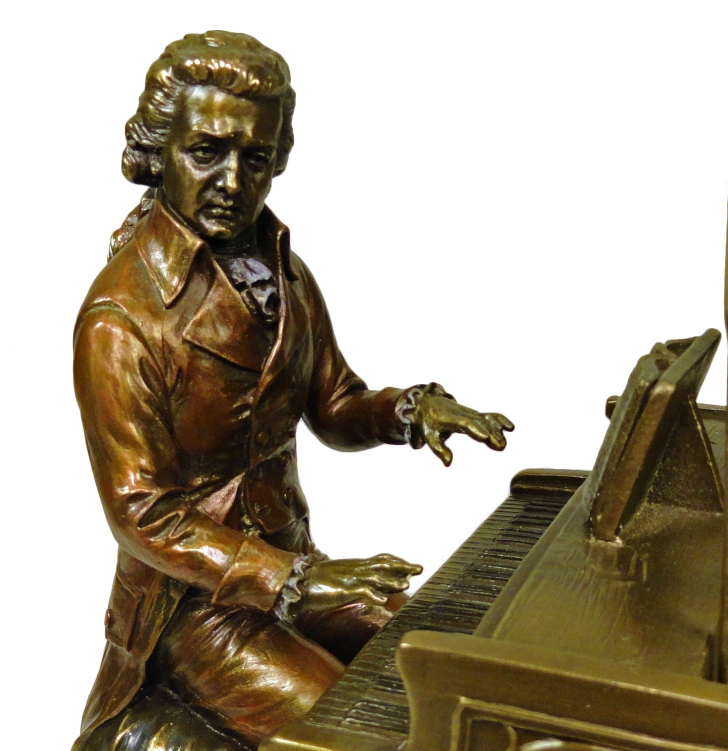 MOZART Playing Piano Sculpture Statue in Antique Bronze Finish