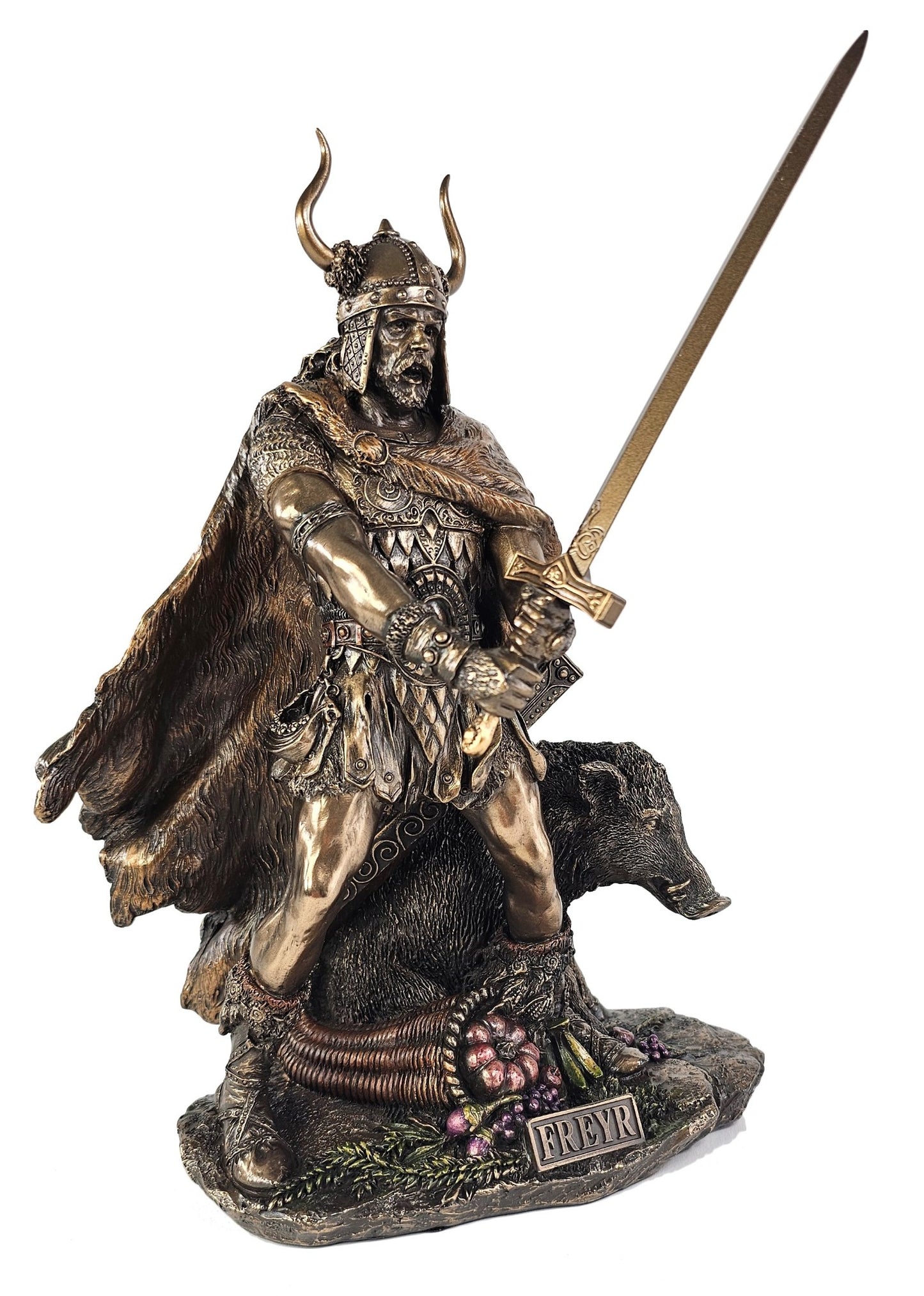 10 1/2" Freyr Viking Norse Mythology God Bronze Finish Statue