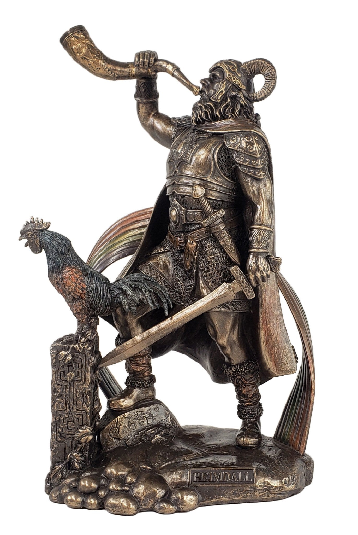 9 1/2" Viking Norse Mythology Heimdall Watchman of the Gods Statue Bronze Color