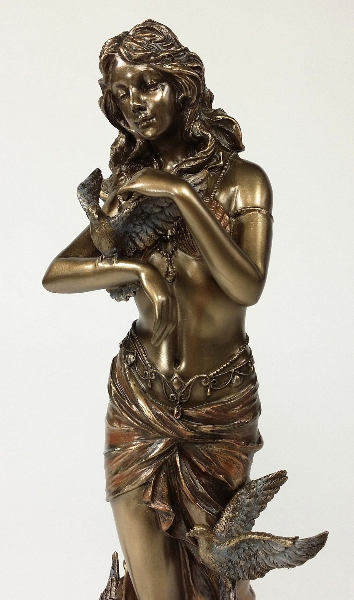 11" APHRODITE Greek Goddess of Love on Seashell W Doves Statue Bronze Finish