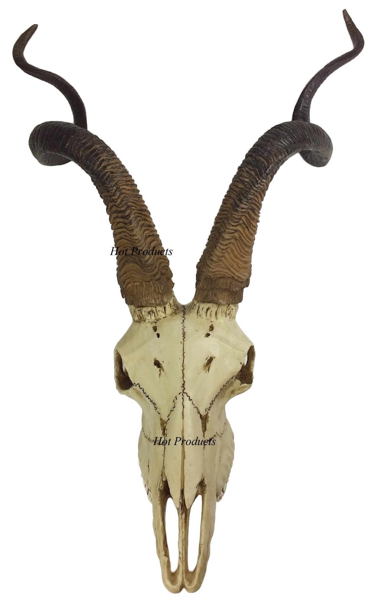 23" African Kudu Antelope Skull Replica Rustic Wall Mount Statue Twisted Horns