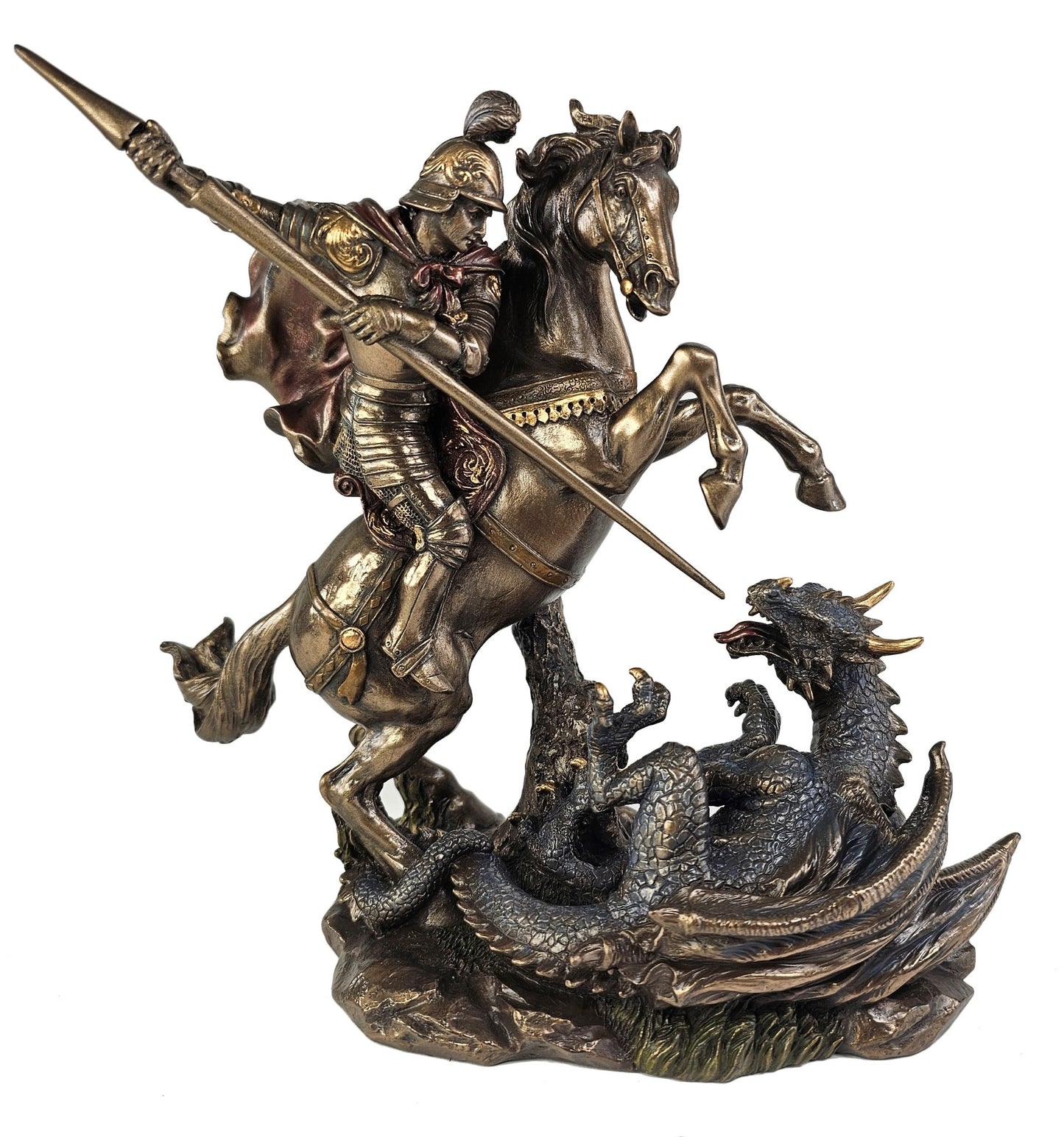8 1/2" St George THE DRAGON SLAYER Sculpture Statue Bronze Finish