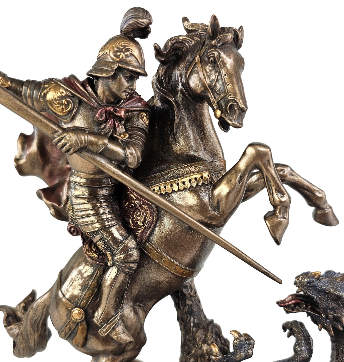 8 1/2" St George THE DRAGON SLAYER Sculpture Statue Bronze Finish