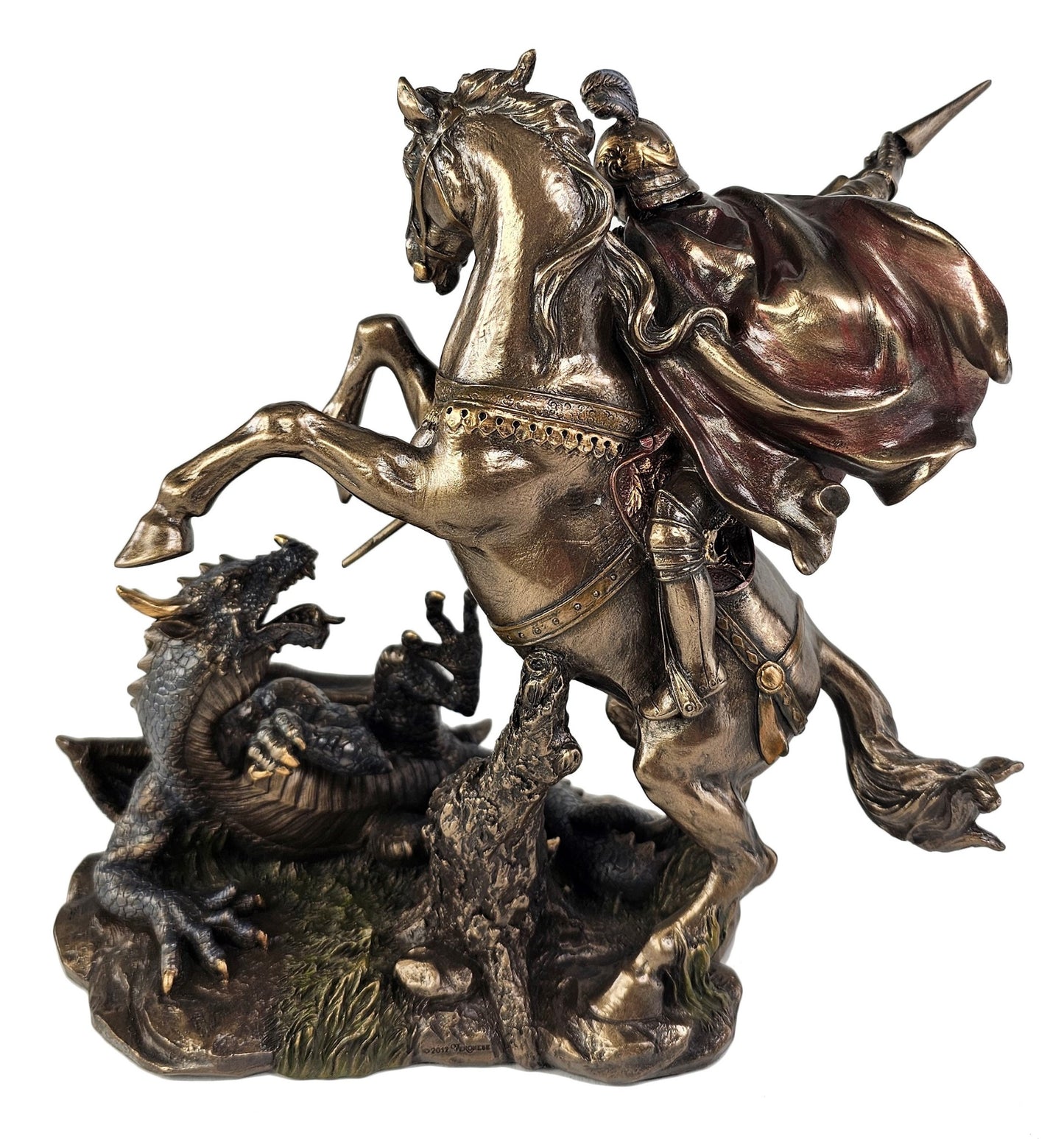 8 1/2" St George THE DRAGON SLAYER Sculpture Statue Bronze Finish