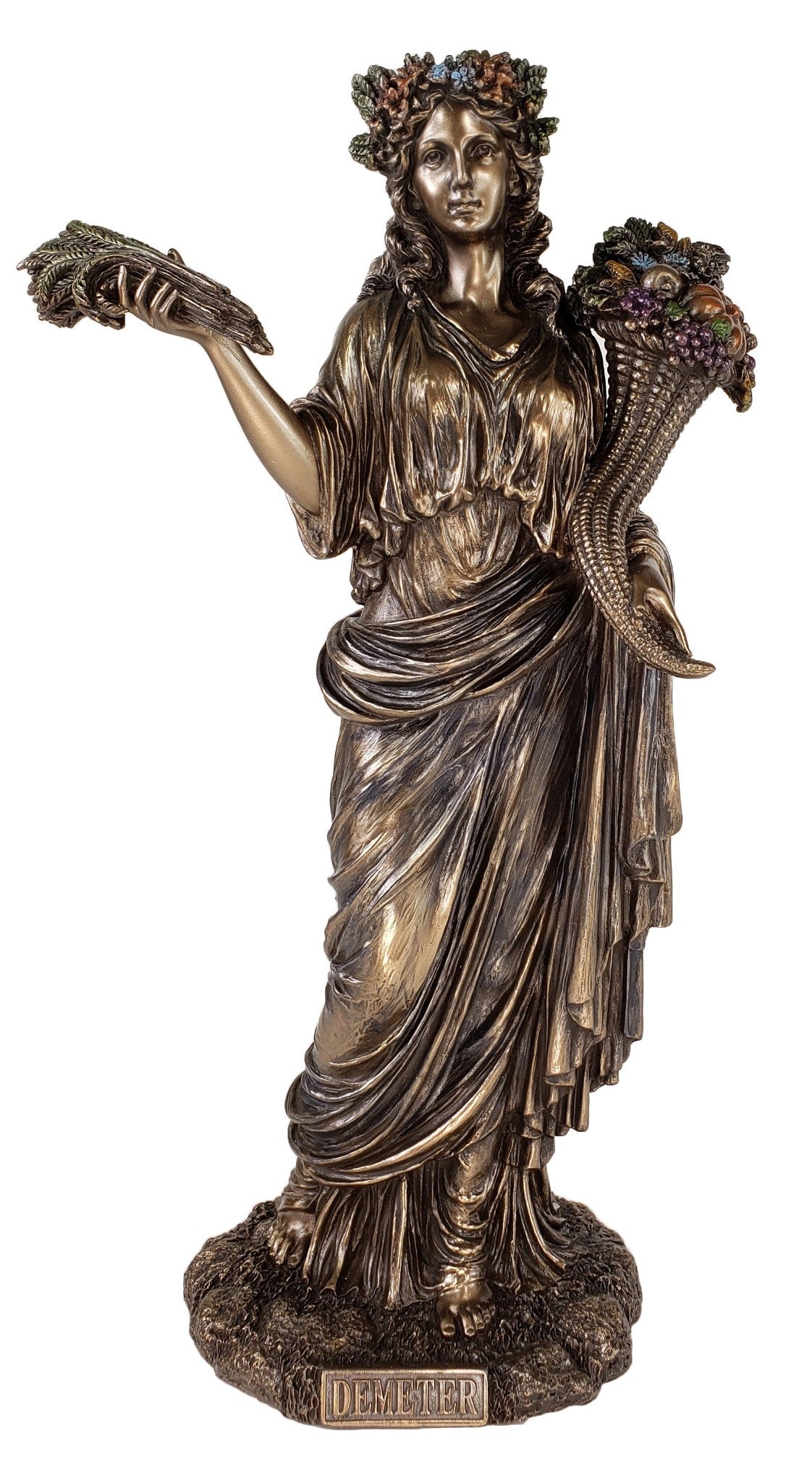 12 1/2 inch Demeter Greek Goddess of Harvest Standing Statue Bronze Finish