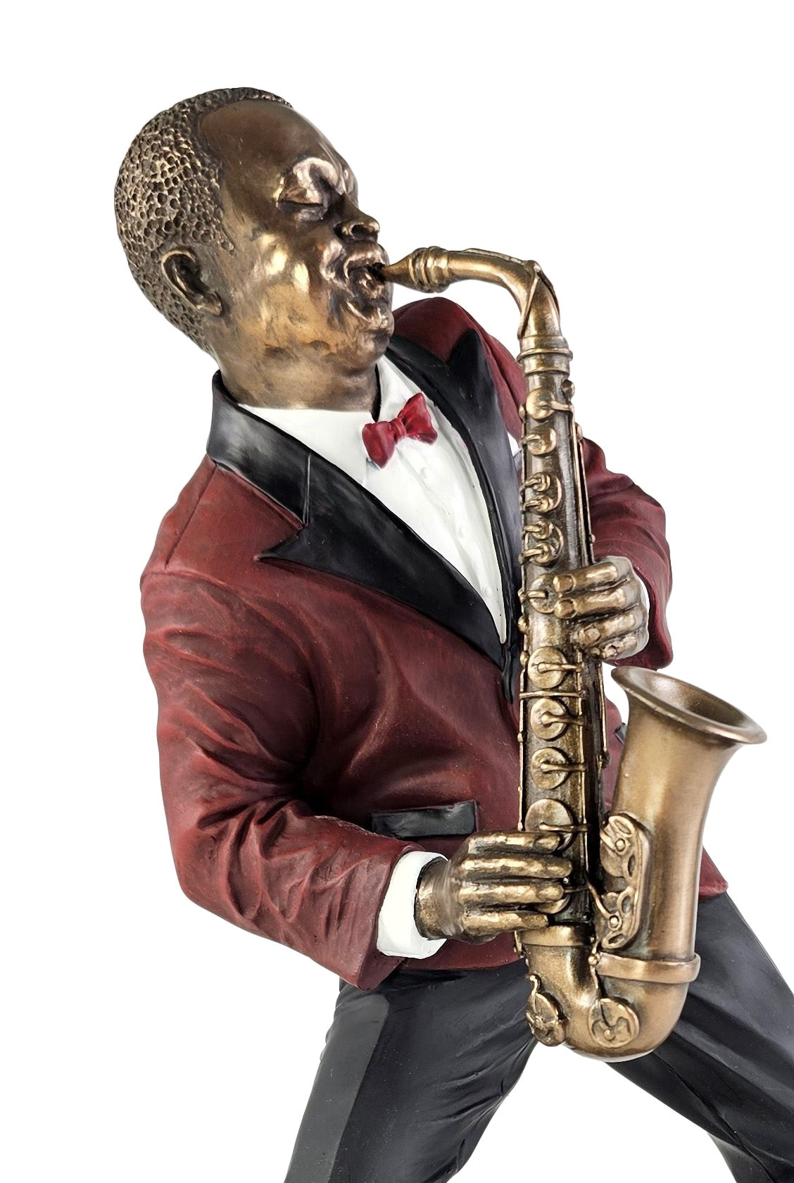 10" Jazz Band Collection - Alto Saxophone Player Home Décor Statue Black & Red