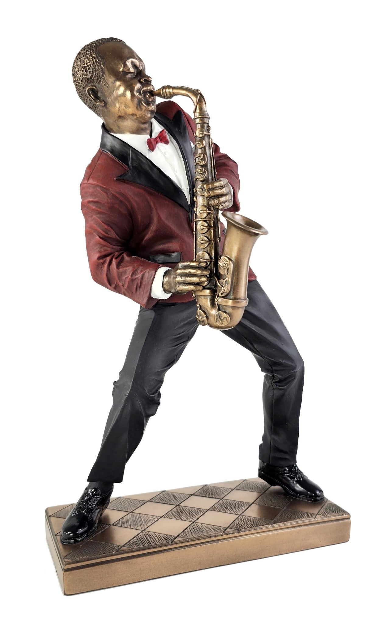 10" Jazz Band Collection - Alto Saxophone Player Home Décor Statue Black & Red