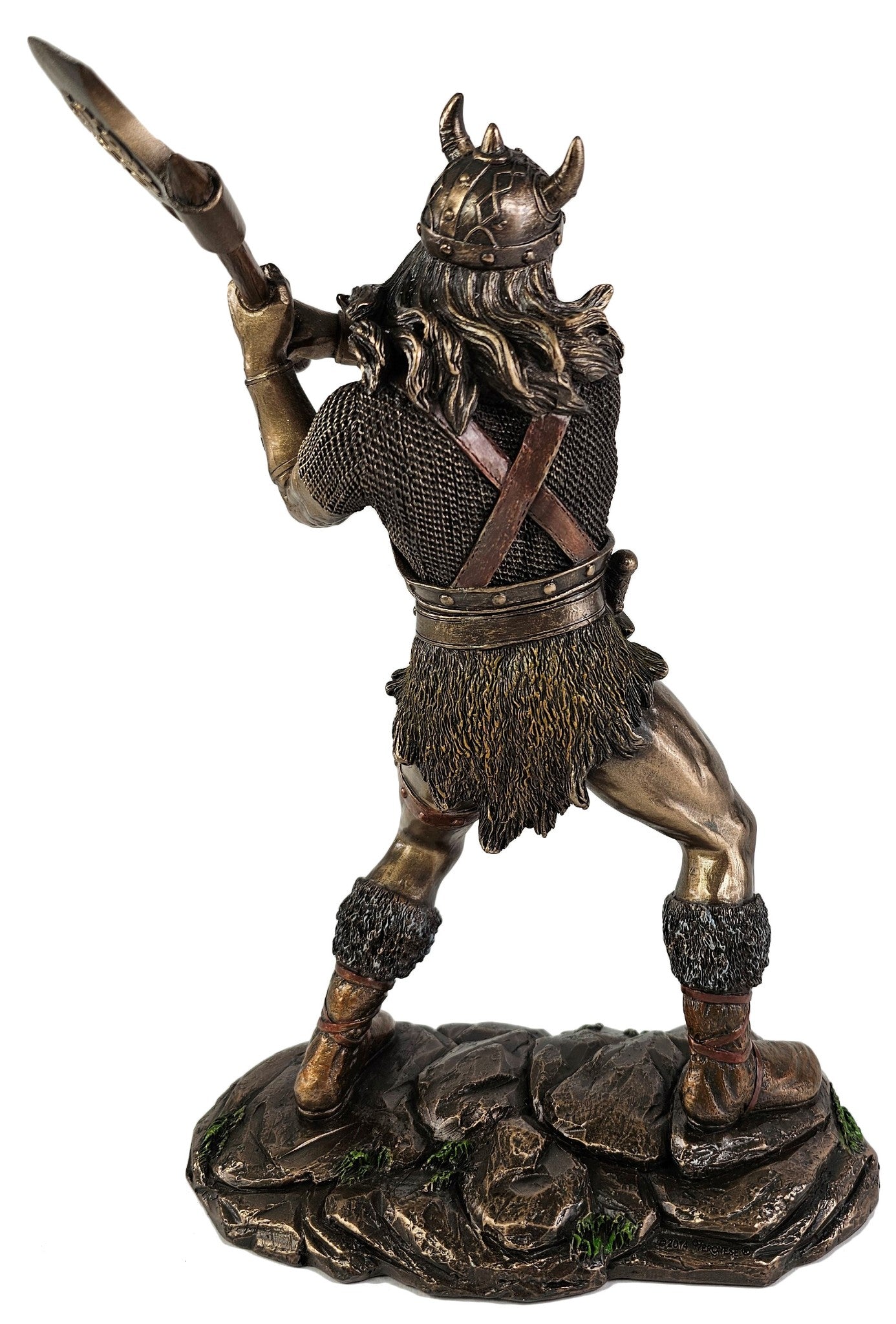 11" Viking Norse Warrior Swinging Battle Axe Bronze Finish Statue